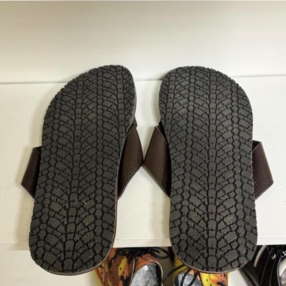 Men’s Brown Italian Leather Slide Sandals - Picture 4 of 4